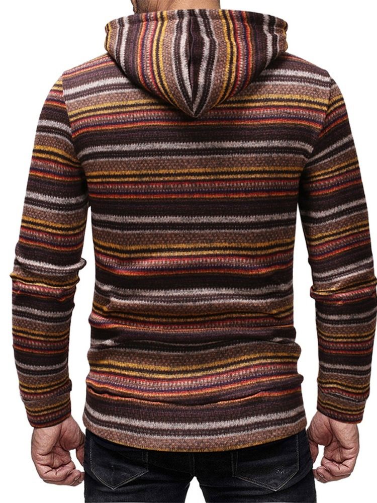 Stripe Casual Style Winter Hoodies For Menn