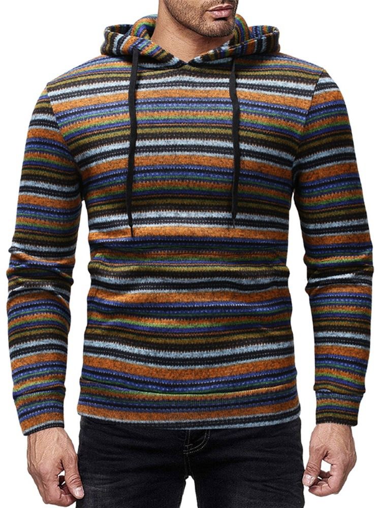 Stripe Casual Style Winter Hoodies For Menn