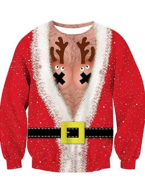 Tykk Utskrift Cartoon Loose Christmas Hoodies For Menn