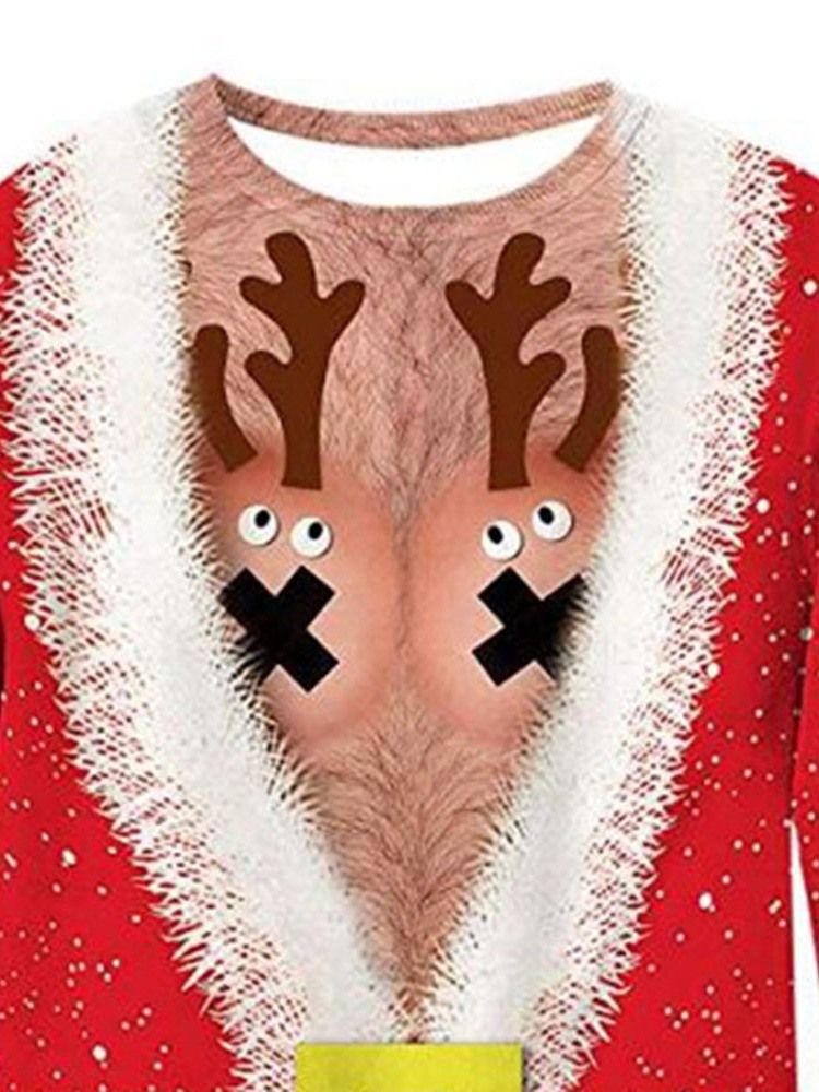 Tykk Utskrift Cartoon Loose Christmas Hoodies For Menn