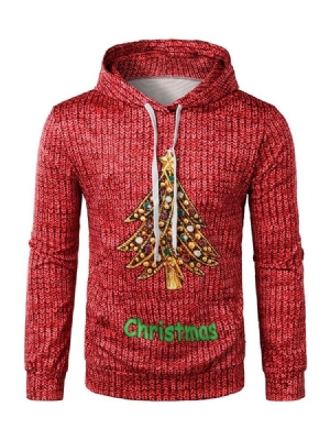 Tykt Trykk Letter Christmas Pullover Menns Hettegensere