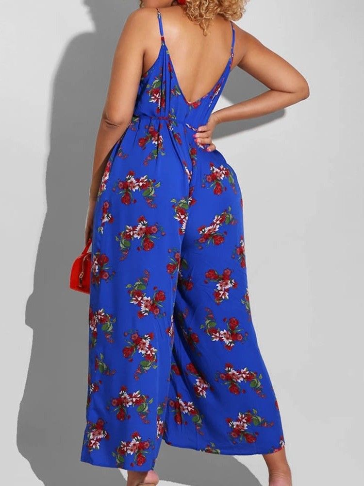 Ankellengde Floral Casual Loose Jumpsuit For Kvinner