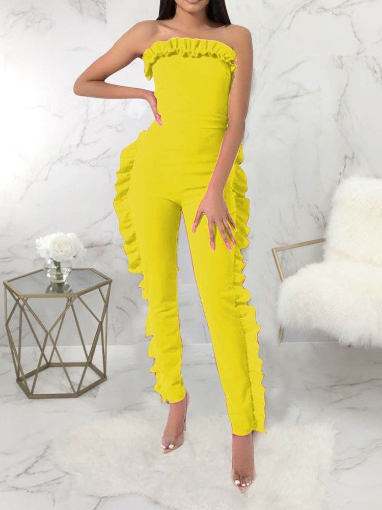 Bowknot Plain Full Length Skinny Jumpsuit For Kvinner