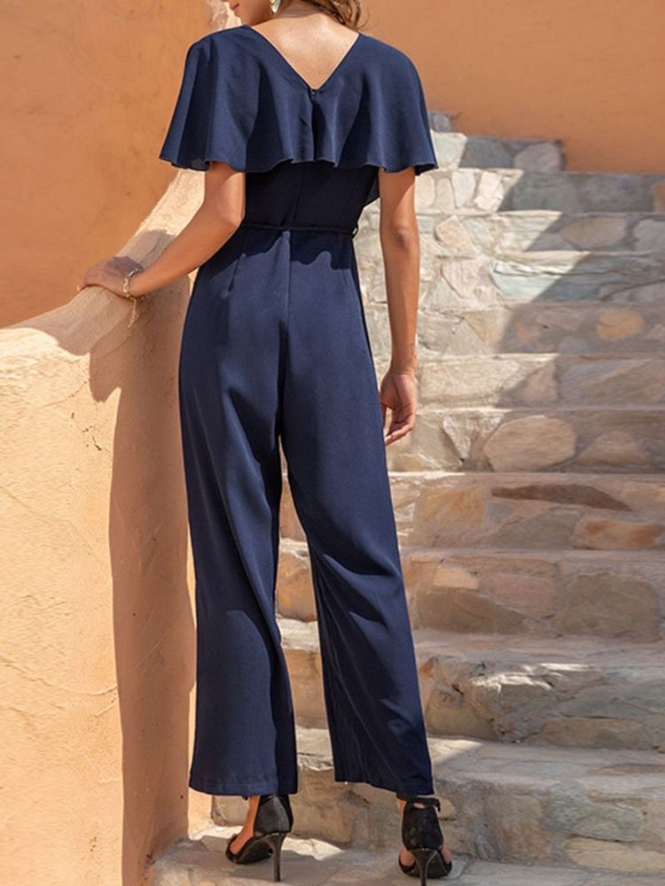 Casual Ankellengde Vanlig Løs Kvinners Jumpsuit