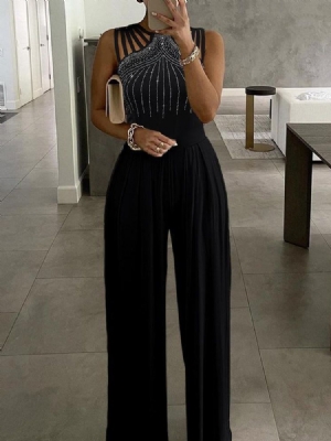 Fashion Plain Full Length Straight Dame Slim Jumpsuit