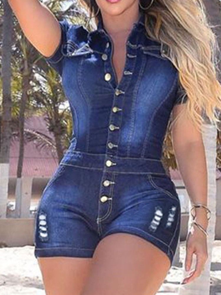 Fashion Plain Shorts Mid Waist Skinny Dame Rompers