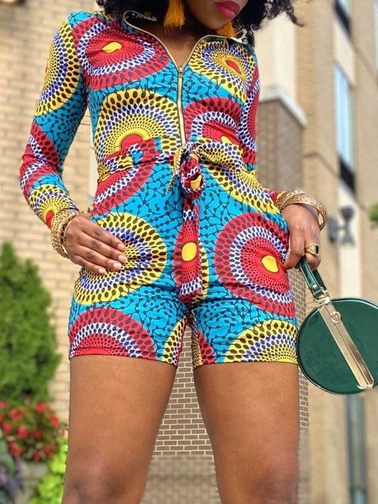 Floral Shorts Print Skinny Straight Dame Rompers