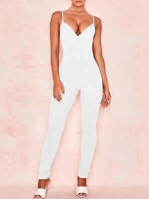 Full Lengde Ryggløs Sexy Tynn Jumpsuit For Kvinner