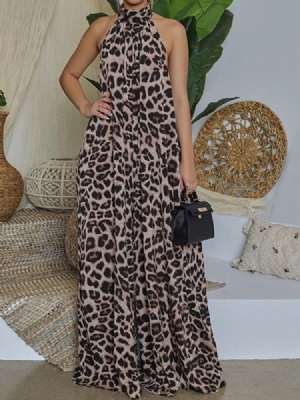 Full Length Leopard Fashion Loose Jumpsuit For Kvinner