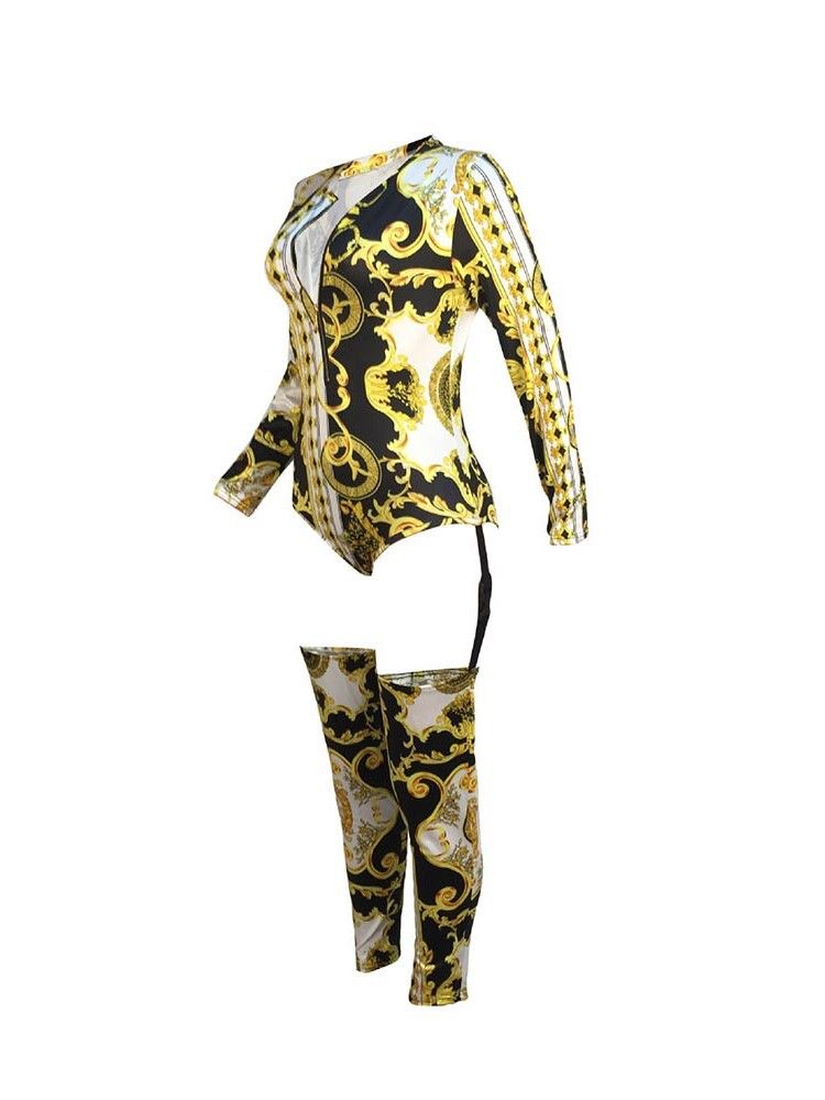 Knelengde Sexy Print Pencil Pants Skinny Jumpsuit For Kvinner