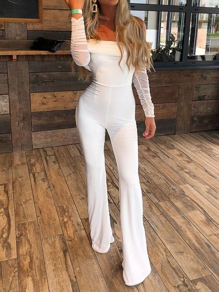 Plain Backless Fashion Slim Bellbottoms Jumpsuit For Kvinner