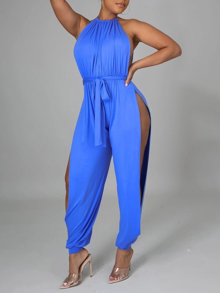 Plain Hollow Sexy Loose High Waist Jumpsuit For Kvinner