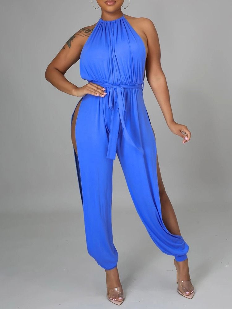 Plain Hollow Sexy Loose High Waist Jumpsuit For Kvinner