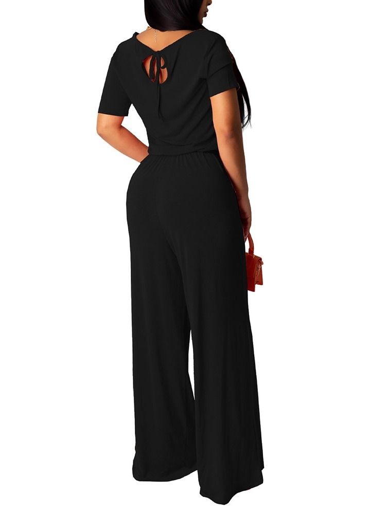 Plain Office Lady Jumpsuit Med Lange Ben For Kvinner I Lengde