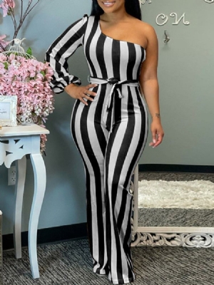 Stripe I Full Lengde Slim Jumpsuit For Kvinner