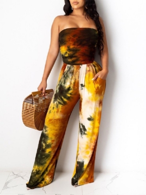 Tie-dye Western Full Lengde Slank Høy Midje Jumpsuit For Kvinner