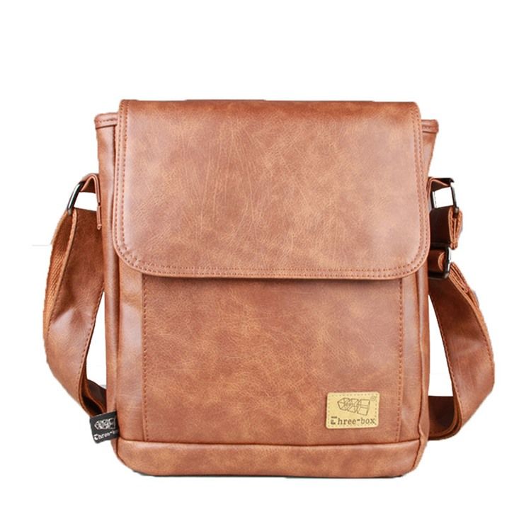 Pu-tråd Plain Square Crossbody-vesker For Menn