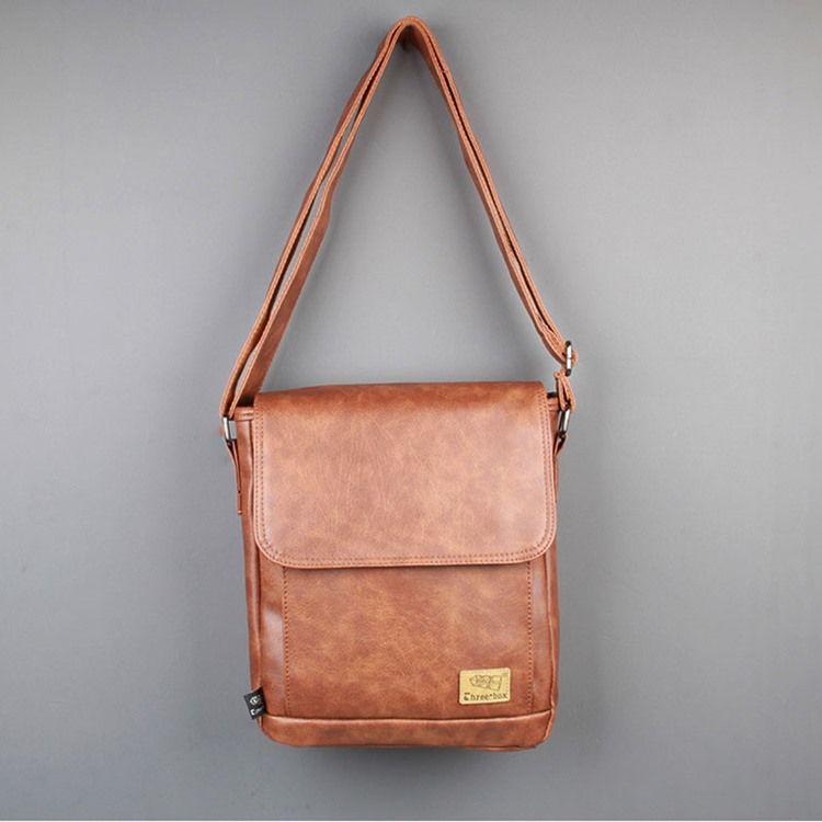 Pu-tråd Plain Square Crossbody-vesker For Menn