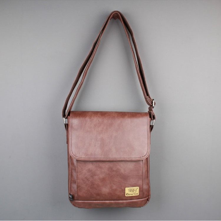 Pu-tråd Plain Square Crossbody-vesker For Menn