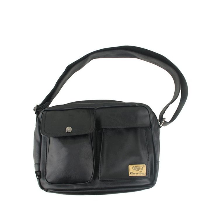 Vanlig Pu-tråd Square Crossbody-vesker For Menn