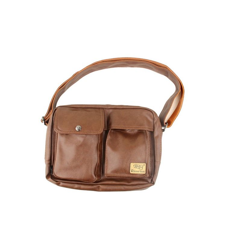 Vanlig Pu-tråd Square Crossbody-vesker For Menn