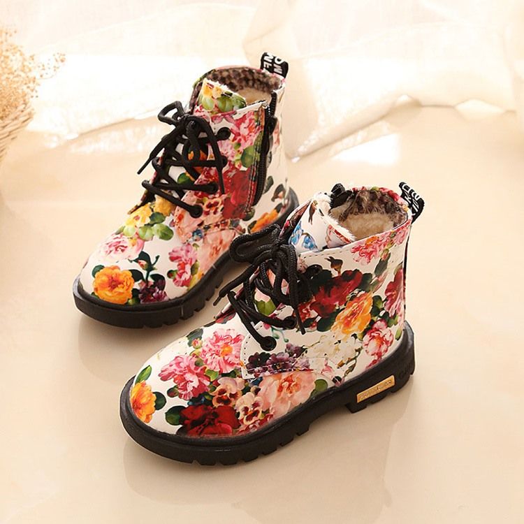 Floral Round Toe Side Glidelås Baby Boots