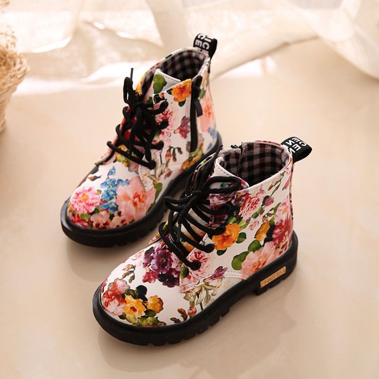 Floral Round Toe Side Glidelås Baby Boots