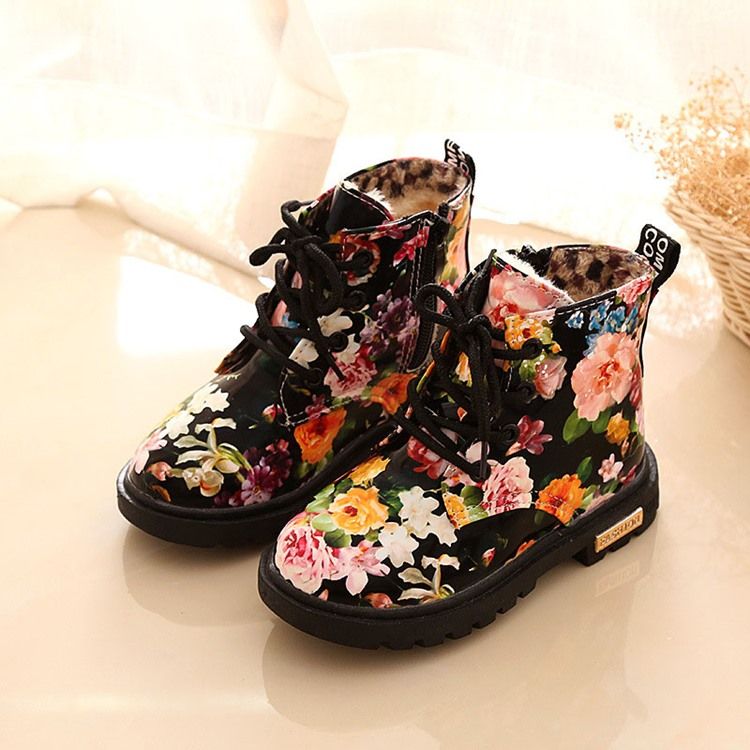 Floral Round Toe Side Glidelås Baby Boots