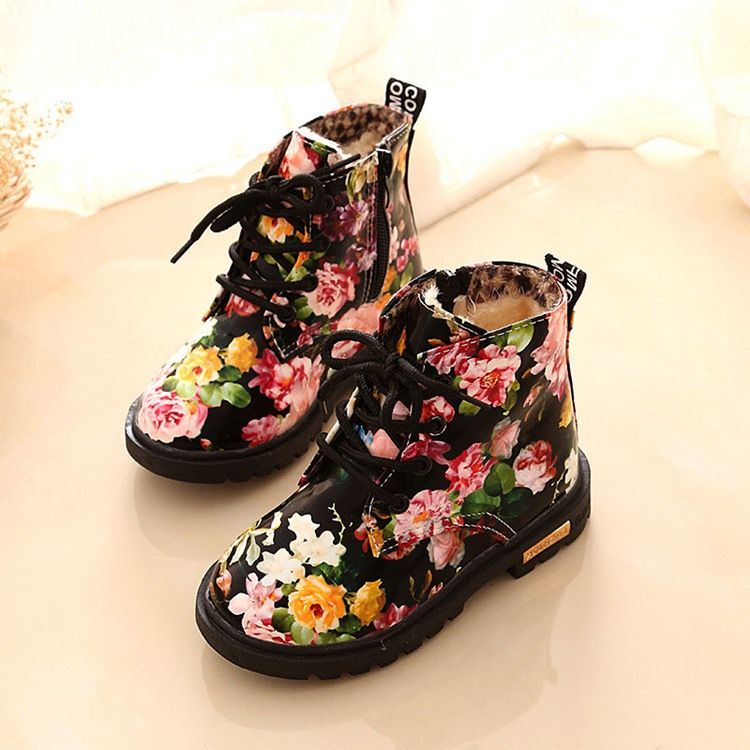 Floral Round Toe Side Glidelås Baby Boots