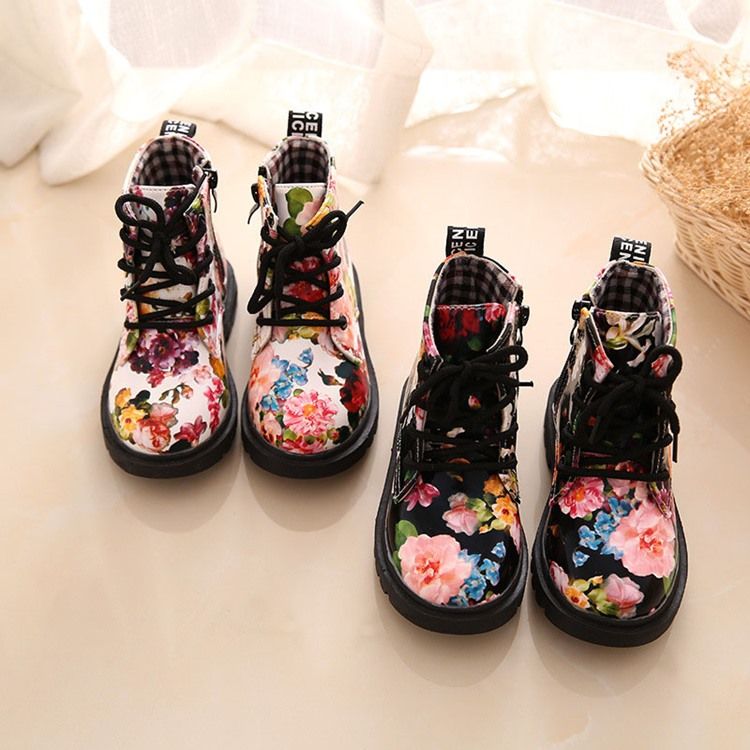 Floral Round Toe Side Glidelås Baby Boots