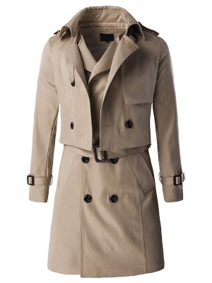 Avtakbar Vogue Dobbeltbrystet Slim Trenchcoat For Menn