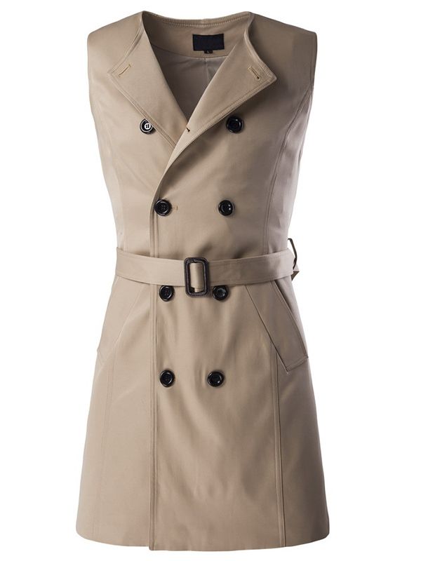 Avtakbar Vogue Dobbeltbrystet Slim Trenchcoat For Menn