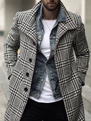 Herre Plaid Mid-length Slim European Coat