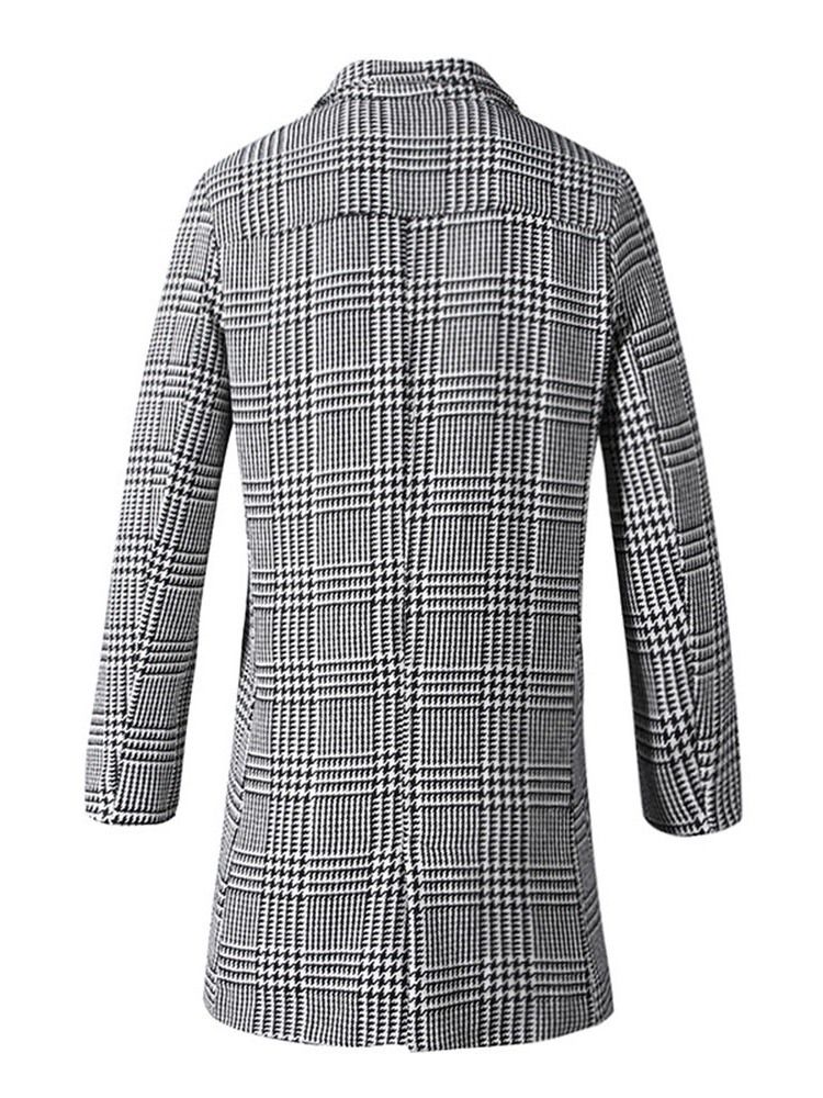 Herre Plaid Mid-length Slim European Coat