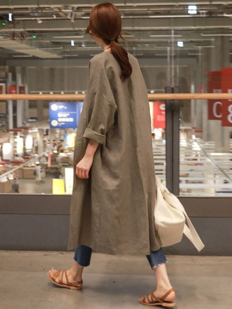 Kvinner Casual Langermet Fall Trenchcoat