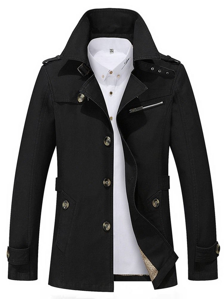 Lapel Plain Button Slim Jacket For Menn