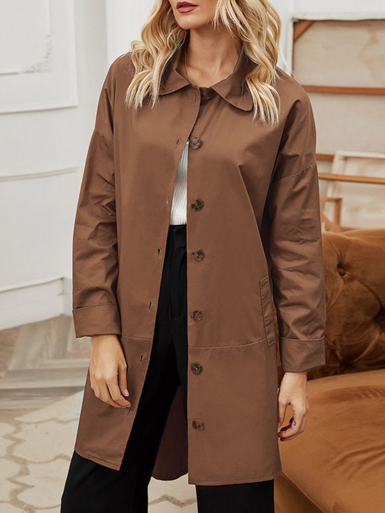 Lapel Single-breasted Patchwork Western Fall Dame Trench Coat