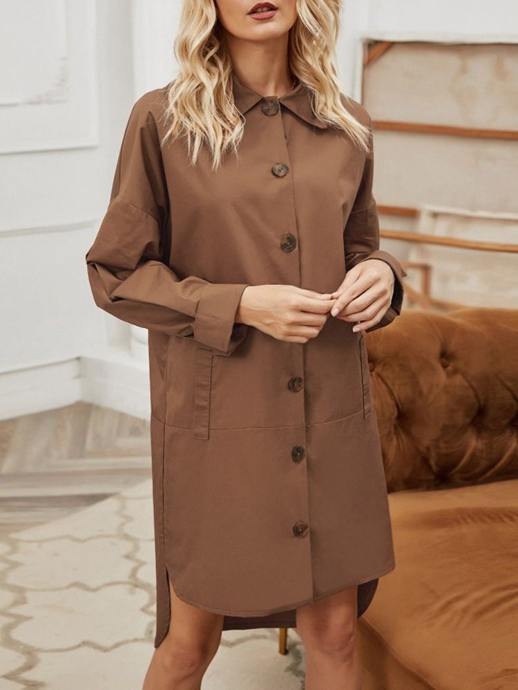 Lapel Single-breasted Patchwork Western Fall Dame Trench Coat