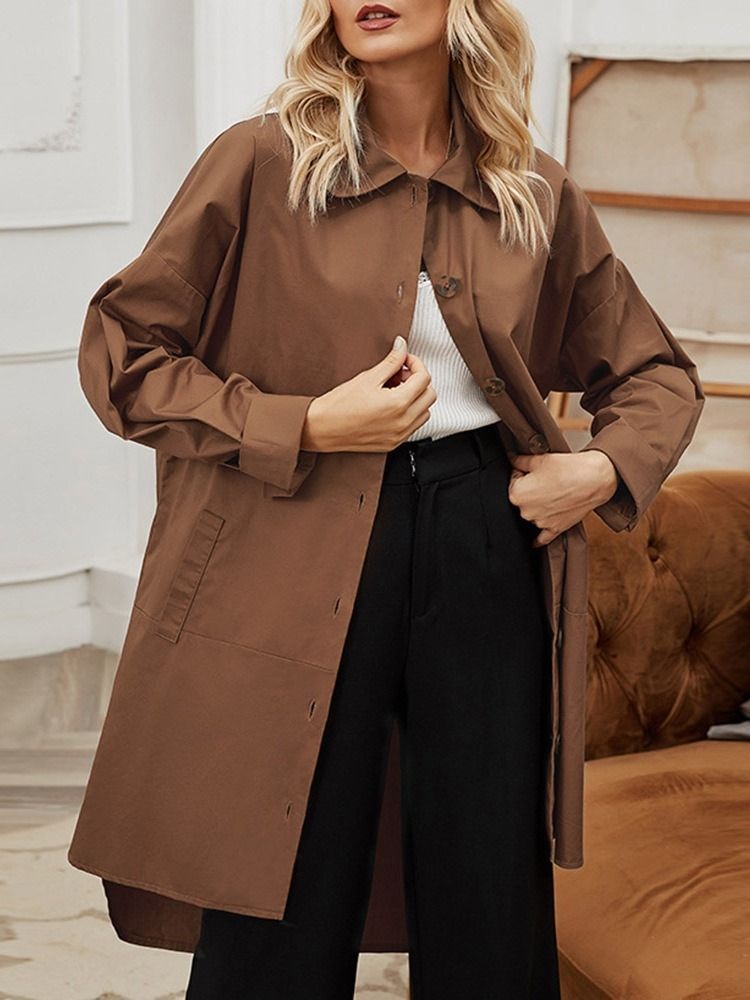 Lapel Single-breasted Patchwork Western Fall Dame Trench Coat