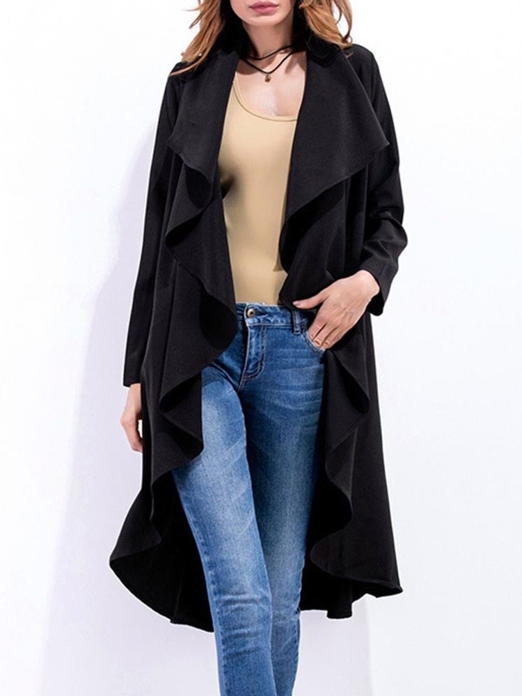 Long Casual Slim Trench Coat For Kvinner