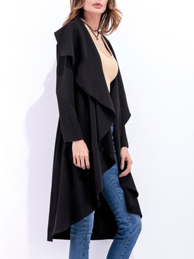 Long Casual Slim Trench Coat For Kvinner