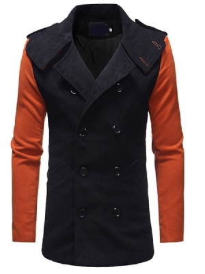 Mid-length Lapel Patchwork Slim Winter Coat For Menn