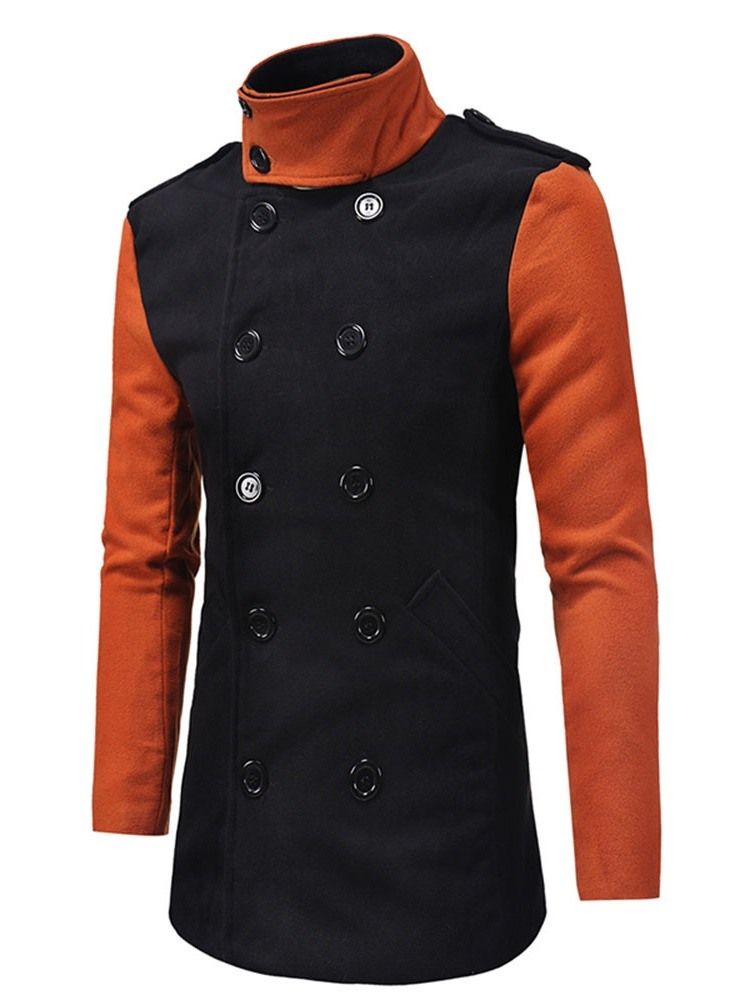 Mid-length Lapel Patchwork Slim Winter Coat For Menn