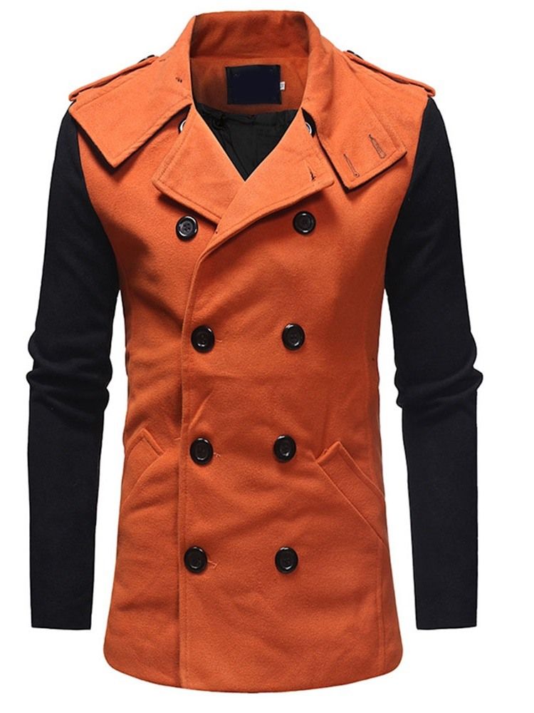 Mid-length Lapel Patchwork Slim Winter Coat For Menn