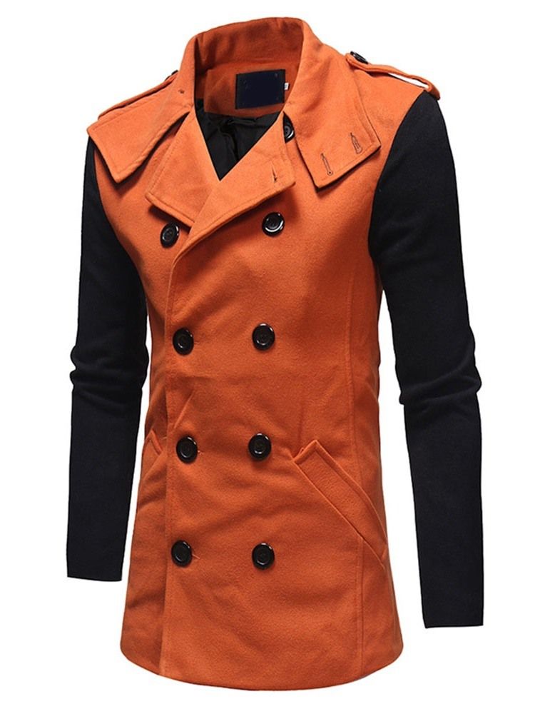 Mid-length Lapel Patchwork Slim Winter Coat For Menn