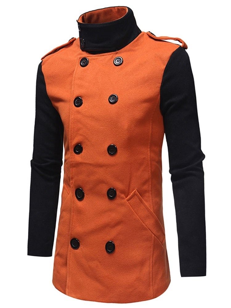 Mid-length Lapel Patchwork Slim Winter Coat For Menn