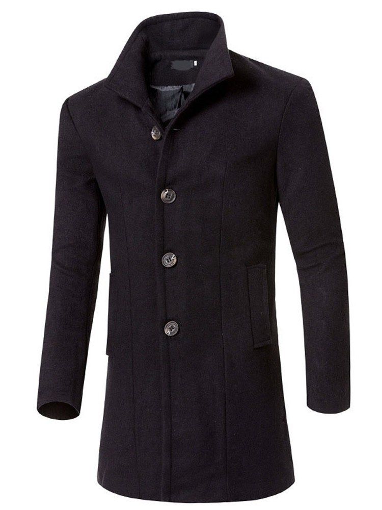 Mid-length Plain Single-breasted Fall Herre Coat