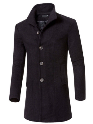 Mid-length Plain Single-breasted Fall Herre Coat