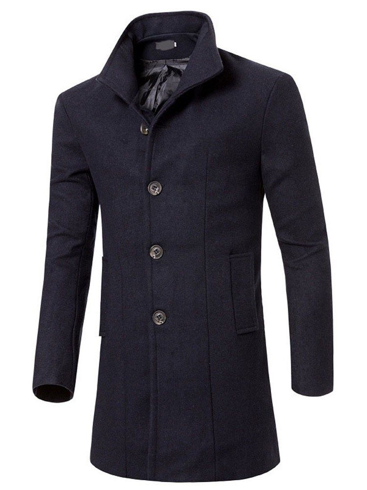 Mid-length Plain Single-breasted Fall Herre Coat