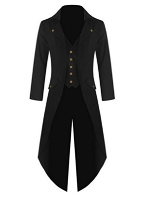 Plain Slim Fitted Swallowtail Small Size Men Trench Coat